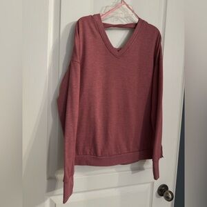 V-Neck Long Sleeve Athletic Wear in Rose